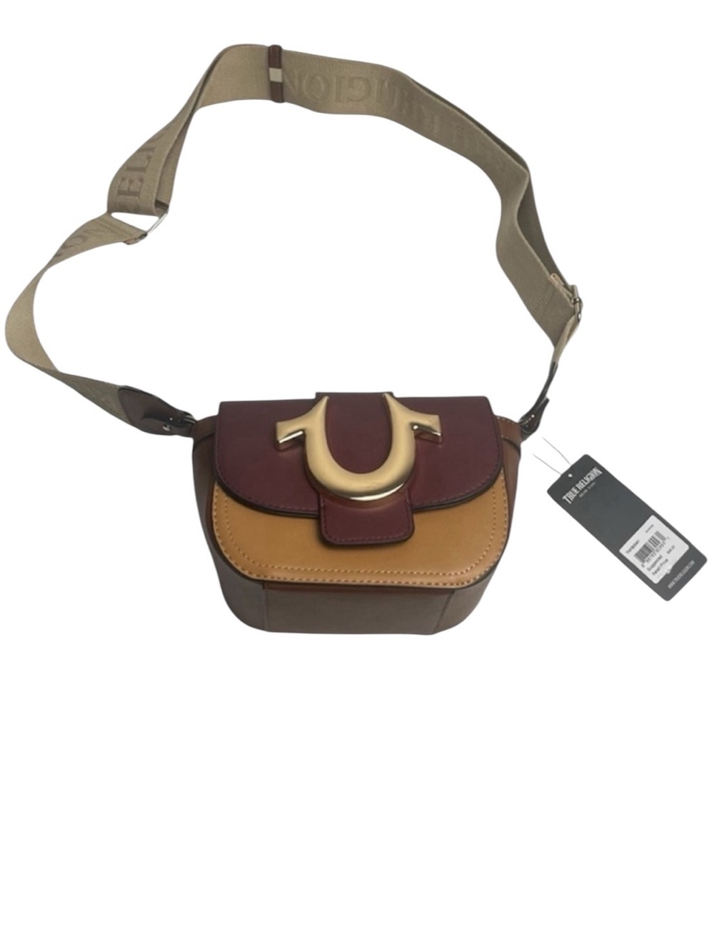 TRUE RELIGION Colorblock Crossbody Bag Gold Horseshoe Logo NWT
